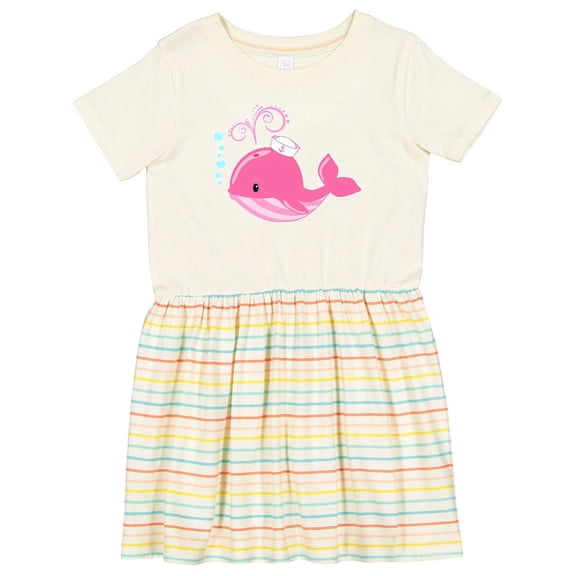 Inktastic Cute Pink Whale in Nautical Hat Girls Toddler Dress