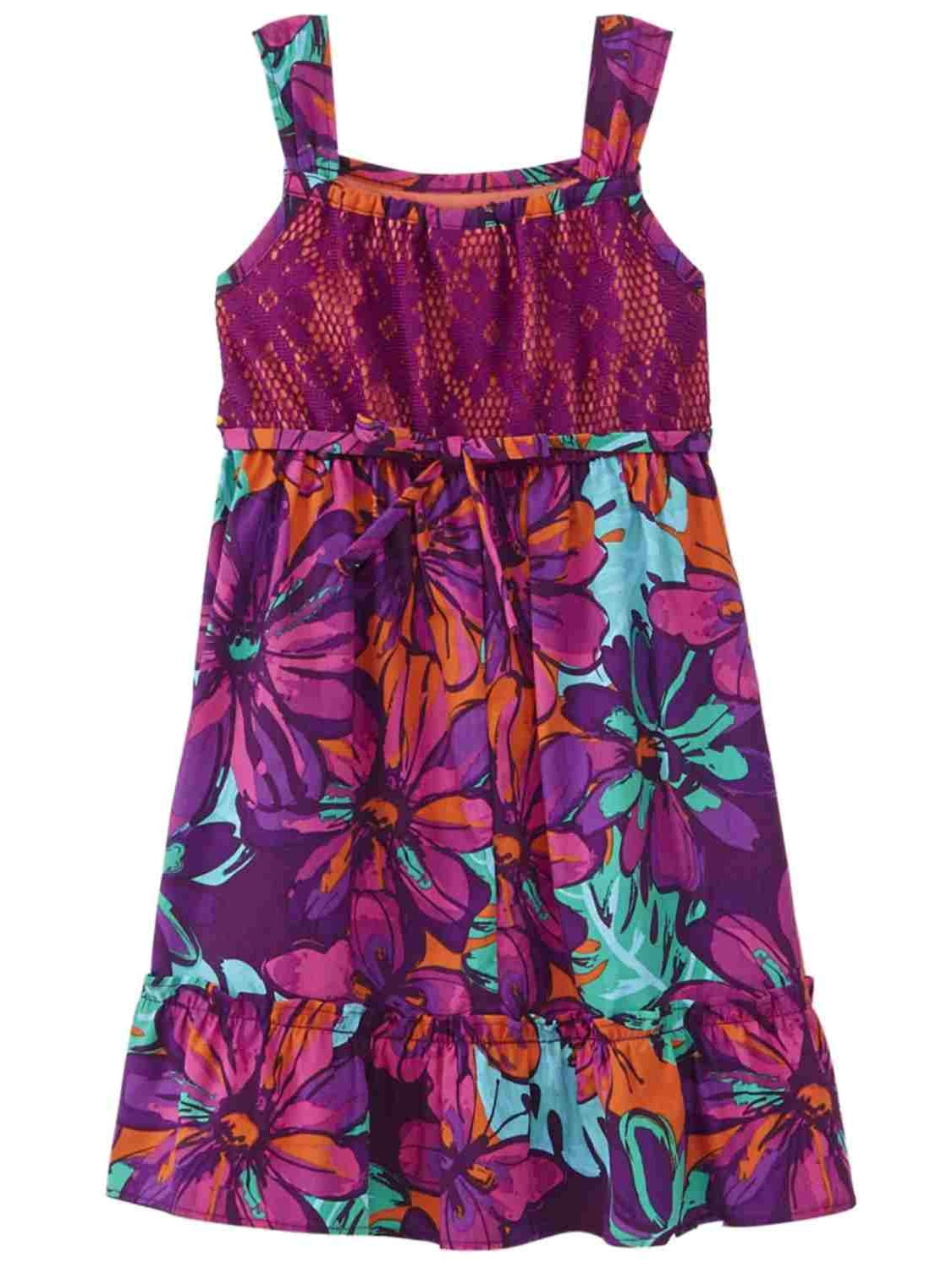 Youngland Infant Toddler Girls Purple Daisey Ruffled Floral Dress