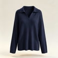 thumbnail image 6 of XRoczxe Women's V Neck Ribbed Knit Pullover Sweater, Long Sleeve Collared Casual Top, Soft Stretchy Tunic Shirt for Fall Winter Daily Office Wear, 6 of 7
