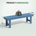 thumbnail image 4 of KINGYES 56" HDPE All-Weather Outdoor Bench, 2-Person Backless Patio Bench Dining Bench for Garden, Porch & Backyard, Blue, 4 of 8