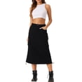 thumbnail image 2 of Falda Midi INSPIRE CHIC para mujer con bolsillo trasero, abertura y cordón, falda cargo L negra, 2 of 6