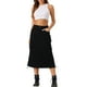 thumbnail image 2 of Falda Midi INSPIRE CHIC para mujer con bolsillo trasero, abertura y cordón, falda cargo L negra, 2 of 6