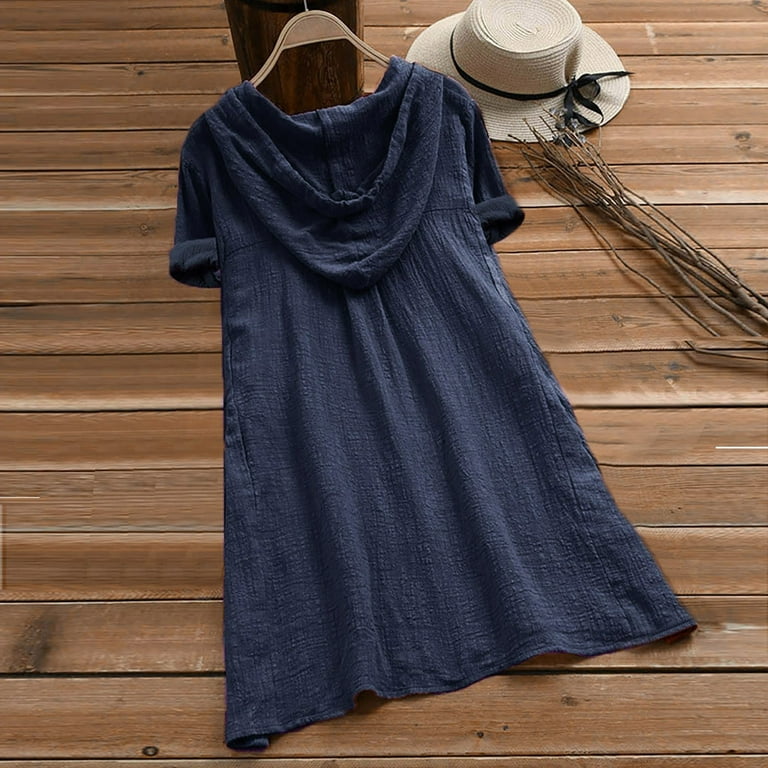 boho hooded dress Light Blue Hooded Boho Dress with Long Sleeves, V Neck Elf Dress, Casual Medieval Hoodie Tunic