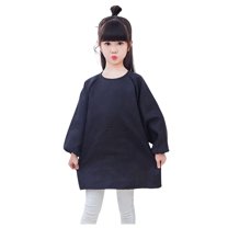 Kids Art Smock Long Sleeve Painting Apron For Girls With Pocket Solid Color Artist Protective Wear Craft Activity