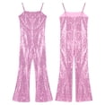 thumbnail image 4 of iiniim Girls Shiny Sequined Dance Jumpsuit Halloween Carnival Party Sleeveless Full Length Bodysuit Pink 14, 4 of 7