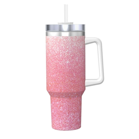 KLL Sparkly Glitter Print 40oz Stainless Steel Insulated Car Cup Coffee Mug with Spillproof Lid - Keep Your Drink Hot or Cold on the Go