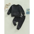 thumbnail image 2 of Bagilaanoe 2Pcs Toddler Baby Girl Boy Long Pants Set Long Sleeve Sweatshirt Pullover Tops+ Trousers 6M 12M 18M 24M 3T Kids Casual Sweatsuit, 2 of 9