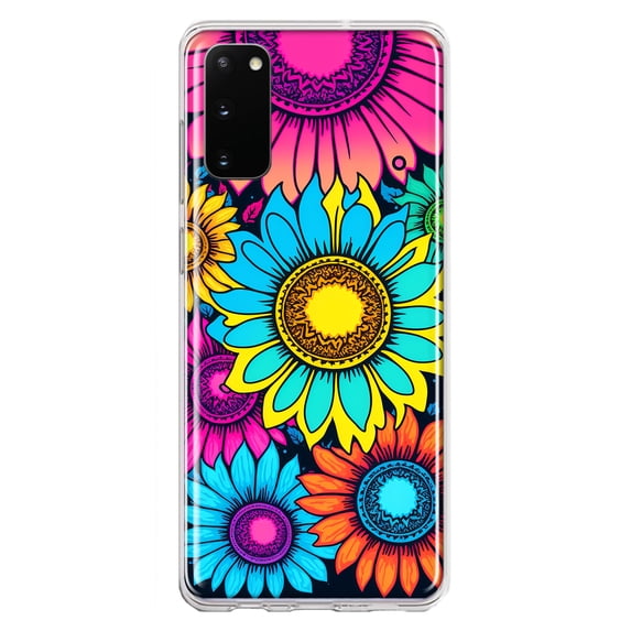 MUNDAZE Samsung Galaxy S20 Vintage Colorful Abstract Sunflowers Floral Double Layer Phone Case Cover