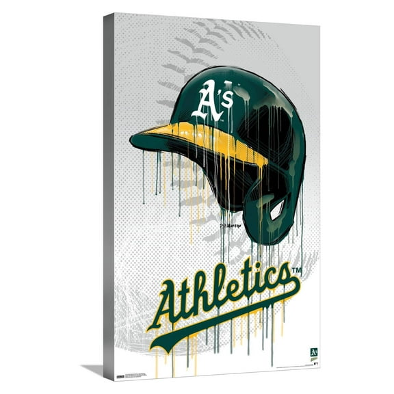 MLB Oakland Athletics - Drip Helmet 22 Canvas Wall Poster, 14.725" x 22.375"