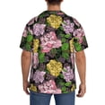 thumbnail image 3 of Balery Colorful Roses Camisa Casual de Manga Corta con Botones para Hombre, Texturizada, Estilo Cubano, para Playa, Verano-X-Large, 3 of 5