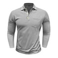 thumbnail image 5 of Dagugfen Golf Shirts for Men Button Lapel V Neck Long Sleeve Slim Comfy Casual Work Tops with Pocket, 5 of 7