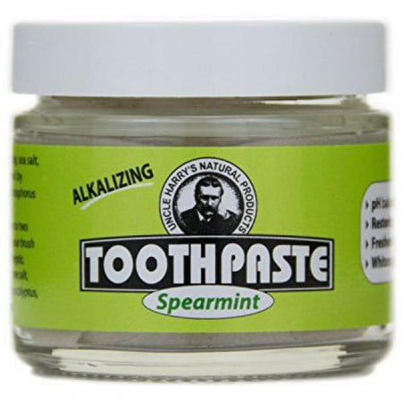 Uncle Harry's Natural & Fluoride Free Toothpaste - Spearmint (3 Oz Glass (Best Natural Toothpaste With Fluoride)