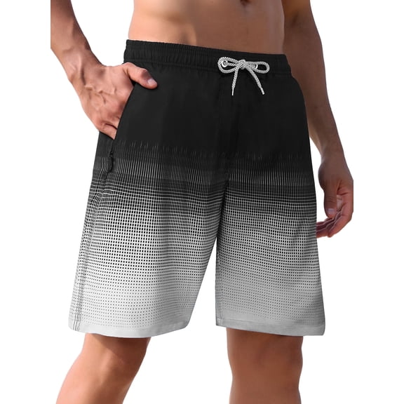 APTRO Mens Swim Trunks 9'' Mesh Liner Quick Dry Swim Shorts Board Shorts Bathing Suit Swimsuit Summer Beach Shorts With Zip Pockets Black L