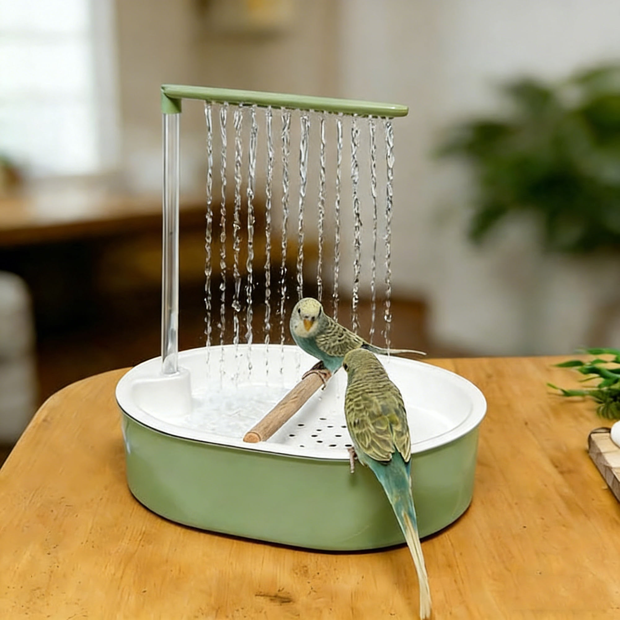 Parakeet Bird Bath for Cage Indoor,Parrot Bird Shower Budgie Bath Splash Guard,USB Charging Quiet Pump Detachable Bathtub,Automatic Circulating Water Bathtub for Pet Bird.