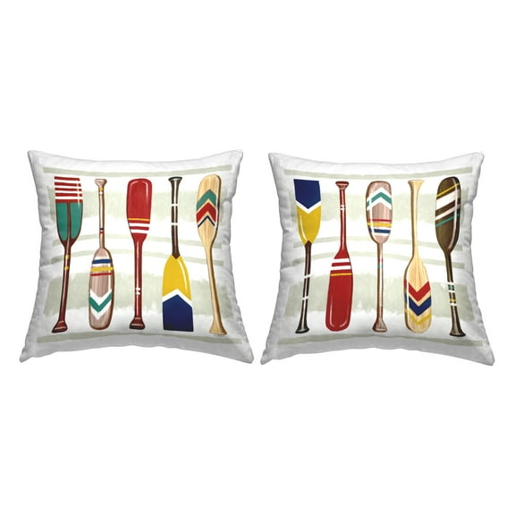 Stupell Industries Lake House Oars Various Patterned Boat Paddles Design by Elizabeth Tyndall Throw Pillow (set of 2)