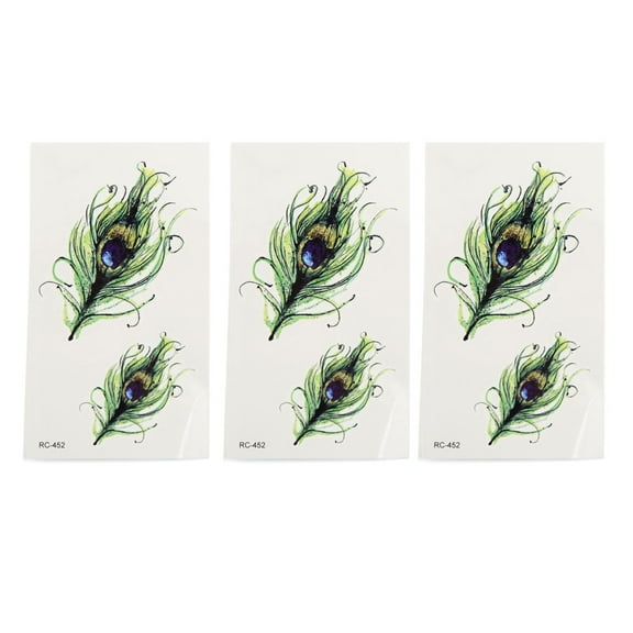Unique Bargains 3pcs Feathers Pattern Temporary Tattoo Body Arm Stickers