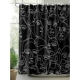 thumbnail image 3 of Abstract Style Waterproof Fabric Shower Curtain, Black Face Line Modern Character Art Shower Curtain for Bathroom Curtains Bathtubs Hotel Washable Shower Curtains with 12 Hooks Extra Long 72x84, 3 of 6