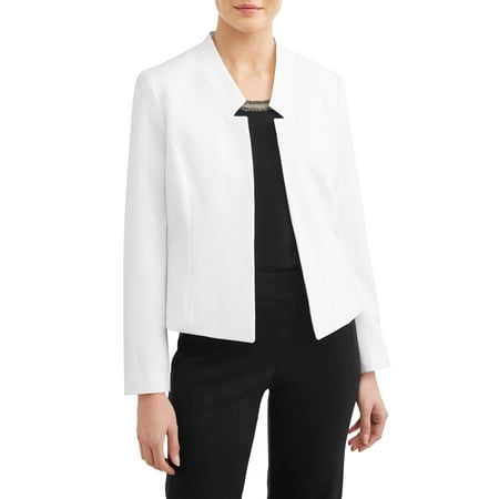 Lined Notched Collar Blazer - Women's Light Stand Collar Crepe Blazer