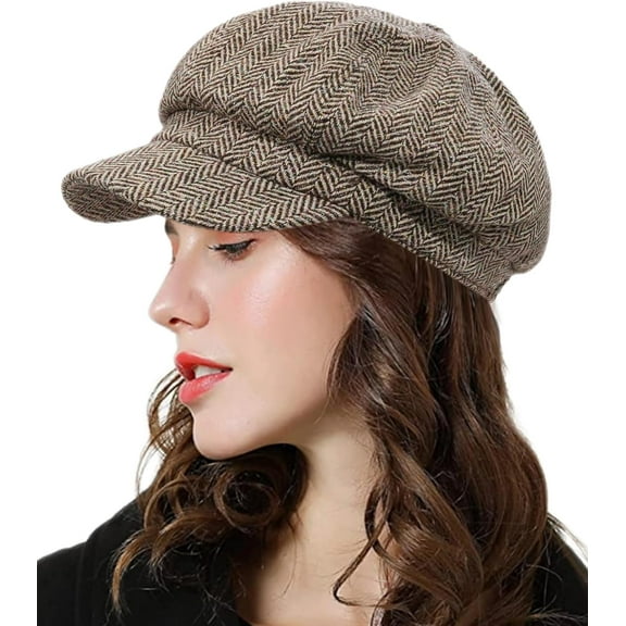Zhengup Womens Newsboy Cap, Hat with Visor Cabbie Fiddler Spring Summer Octagonal Paperboy Hat Girls Gift