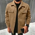 thumbnail image 4 of Riecok Cargo Jacket Men Long Sleeve Button down Coats Lapel Collar Jackets Casual Fall Outerwear with Pocket L, 4 of 8