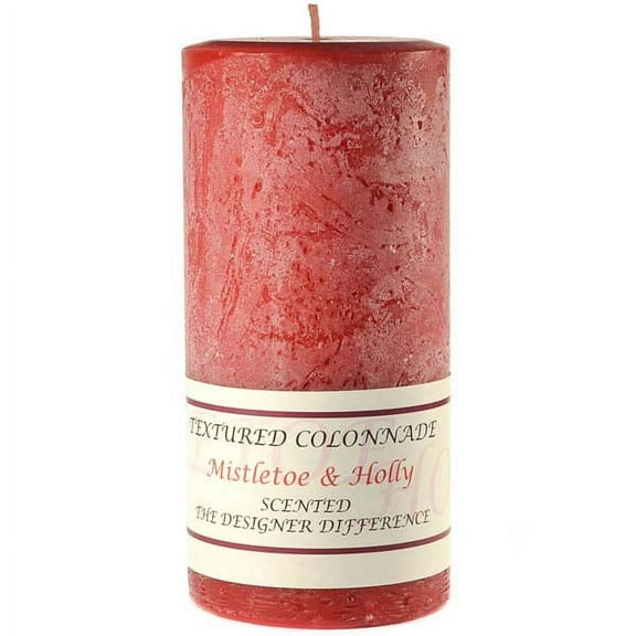 3 Pcs, Textured 3x6 Mistletoe and Holly Pillar Candles 3 in. diameterx6.25 in. tall