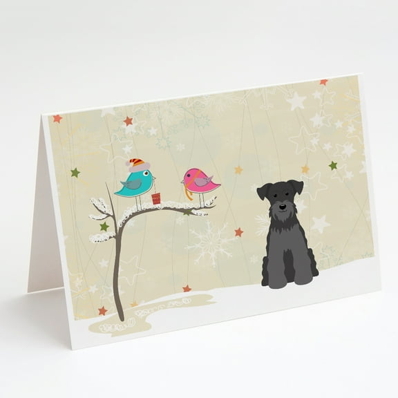 Christmas Presents between Friends Schnauzer - Black Greeting Cards and Envelopes Pack of 8