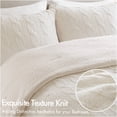 thumbnail image 5 of JERFIT Cable Knit Chenille Bedding Set, Full/Queen 3-Piece Comforter with Shams, Ultra Soft Thermal Sherpa Reversible Blanket, Ivory, 5 of 10