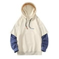 thumbnail image 2 of Mens Fake-Two-Piece Hoodies Cotton Blend Pullover Sweatshirts Long Sleeve Casual Color Block Breathable Athletic Workout Hoodie & Sweatshirt, 2 of 4