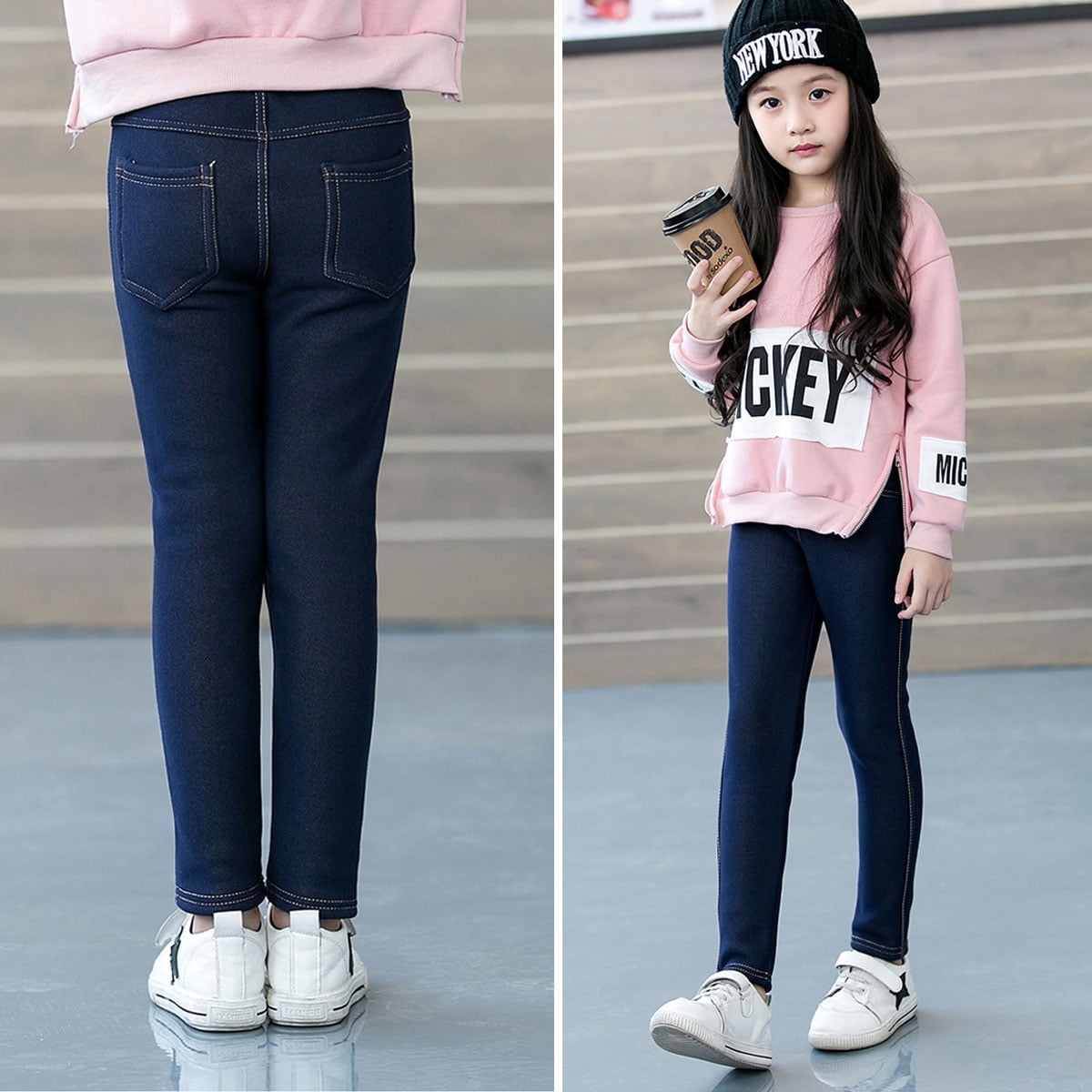 Girls fleece lined leggings best sale