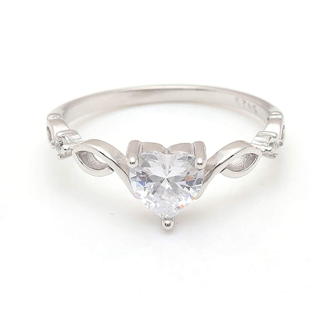 Allie Heart Sterling Silver CZ Engagement Wedding Ring Ginger Lyne Collection
