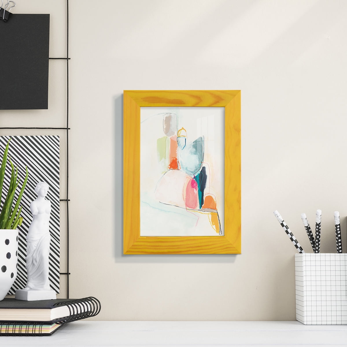 Factotum I -Framed Print w/glass-Sunflower Yellow