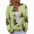 thumbnail image 2 of Plus Size Women's Christmas Santa & Tree Embroidered Cardigan Long Sleeve Round Neck Button Down Knit Sweater For Holiday Season, 2 of 6