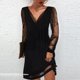 thumbnail image 2 of Vestido camisero para mujer Perspectiva de malla transparente Manga larga Cuello en V Mini vestidos cortos Pompotops hdfakjf1557, 2 of 5