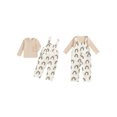 thumbnail image 2 of Pudcoco 2-Piece Little Girls Set Ribbed Long Sleeve Tops Rainbow Print Overall Pants Outfits, 2 of 9
