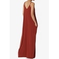 thumbnail image 4 of TheMogan Women's Casual V-Neck Draped Jersey Cami Long Maxi Dress W Pocket Summer Beach Dark Rust L, 4 of 6