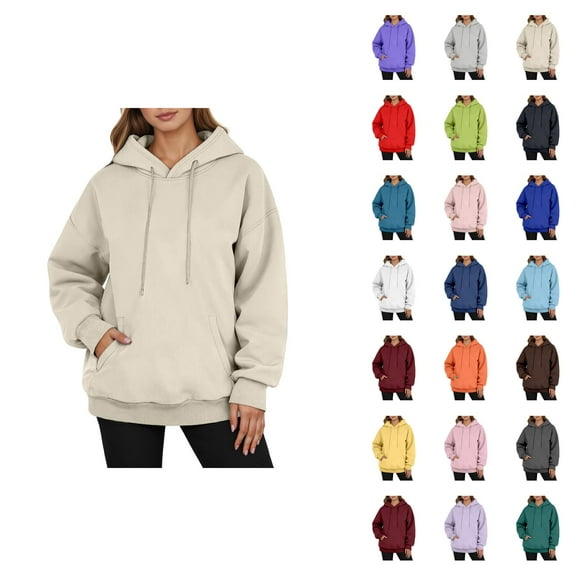Womens Hoodie 2025 Fall Winter Blank Plain Basic Comfort Hoodies with Pockets Hooded Sweatshirt Hoodie Women Pullover
