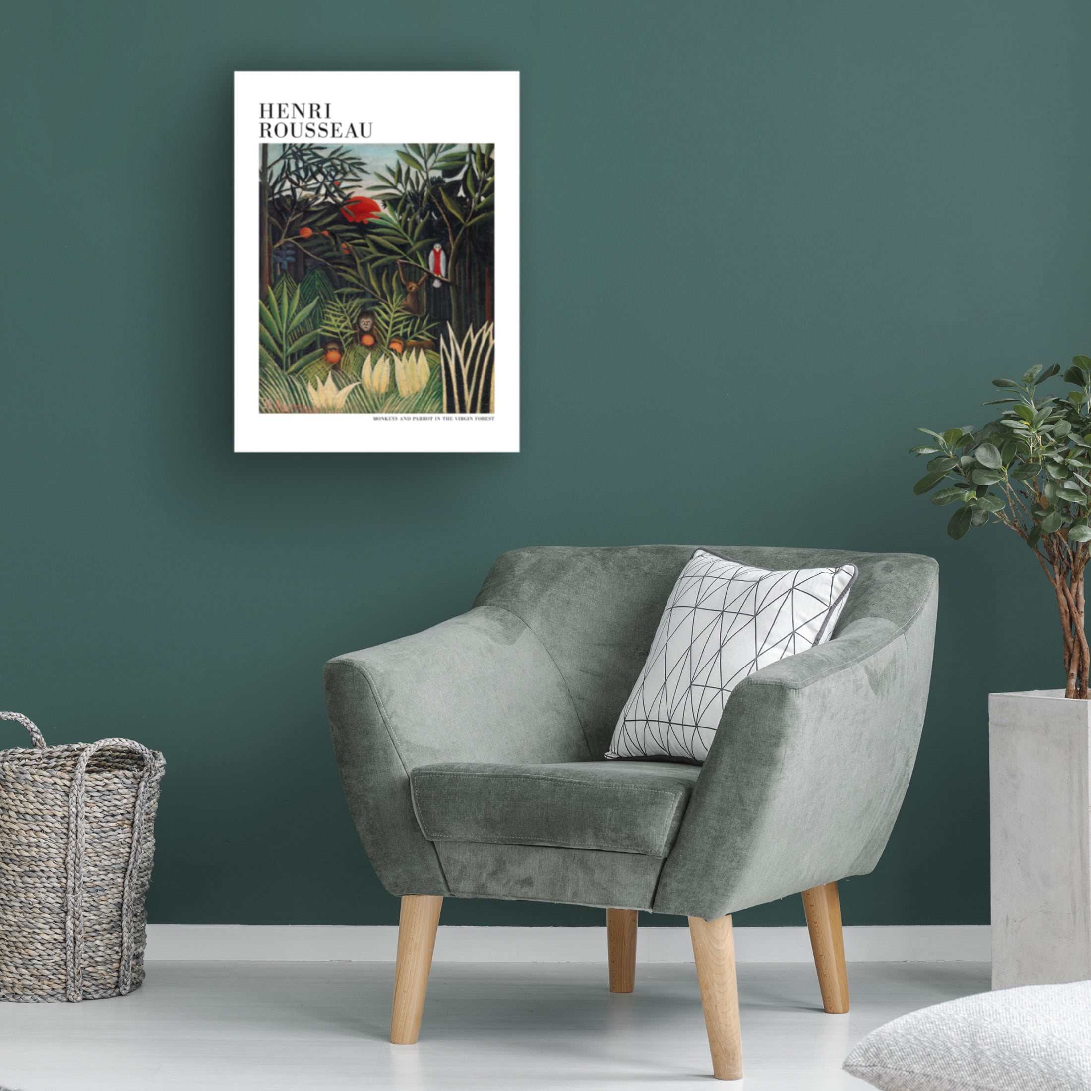 Trademark Fine Art Pictufy Monkeys And Parrot In The Virgin Forest Canvas Wall Art