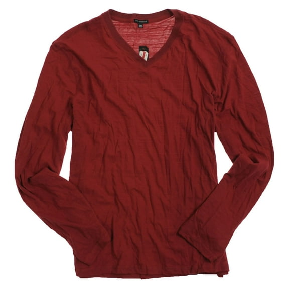 Sons of Intrigue Mens Ls V-neck Basic T-Shirt, Red, Small