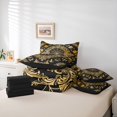 thumbnail image 6 of Homewish Skull Spider Web 7 Pieces Full Size Bedding Sets,Baroque Damask Full Size Bed in a Bag,Black Golden,Halloween Bed Set,Black Reversible, 6 of 8