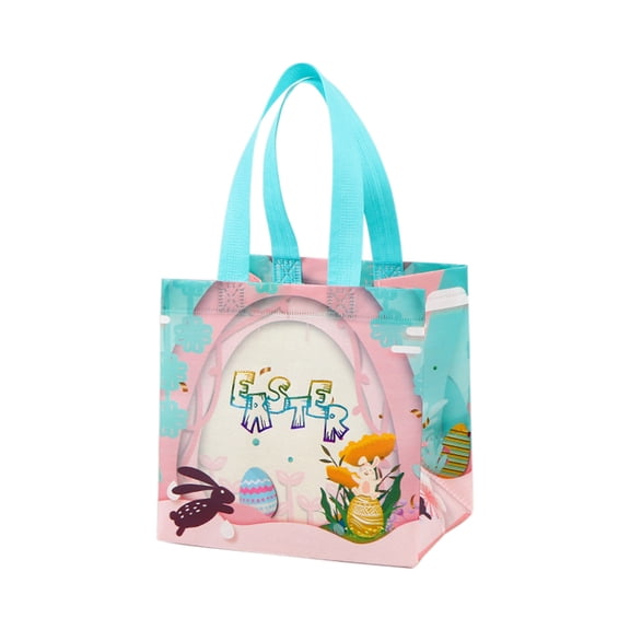 Adorable Easter Decoration Tote Bag - Bunny & Egg Designs Non-Woven Gift Bags for Easter Egg Hunts, Party Favors, Spring Holiday Celebrations