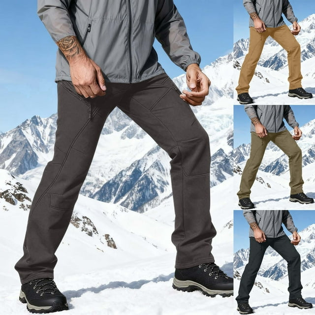 Sentmoon Pantalon de Neige pour Homme Pantalon de Neige Homme Imperméable Pantalon Cargo Doublé pour Homme de Randonnée avec Multiples Poches Pantalon de Ski Imperméable Pantalon d'Équipement d'Hiver de Plein Air pour Superposition avec Couches de Base Gris m