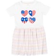 thumbnail image 3 of Inktastic Fourth of July American Flag Hearts Girls Toddler Dress, 3 of 5