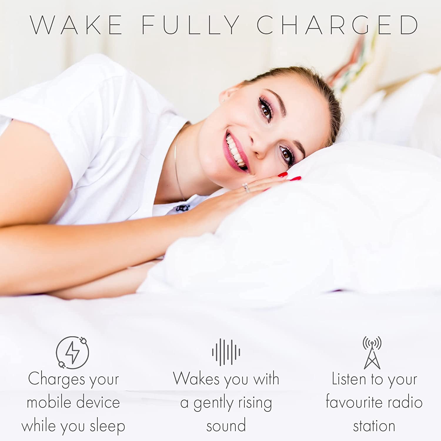 PHILIPS Digital Alarm Clock with USB Charge Port & FM Radio, Mirror Clock