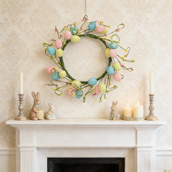 Easter Egg Wreath With Faux Berries Festal Party Door Hanger Home Decoration For Easter Celebration