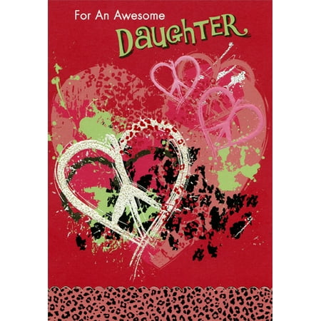 Designer Greetings Hearts with Peace Symbols: Daughter Teen / Teenage Valentine's Day