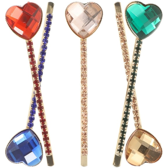 MLINS 5Pcs Crystal Hair Pins for Women Heart Shaped Bobby Pins Decorative Rhinestones Accessories