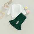 thumbnail image 4 of Okbabeha Baby Girl St. Patricks Day Outfit Lucky Babe Crewneck Pullover Sweatshirt Top Clover Flared Pants Outfit Toddler Set, 4 of 8