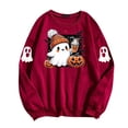 thumbnail image 5 of WEIWEN Halloween Sweaters for Women 2026 Cute Ghost Drinking Coffee Pumpkin Halloween Sweatshirts for Women Long Sleeve Shirts Women's Clothing Fall Outfits Red, S, 5 of 5