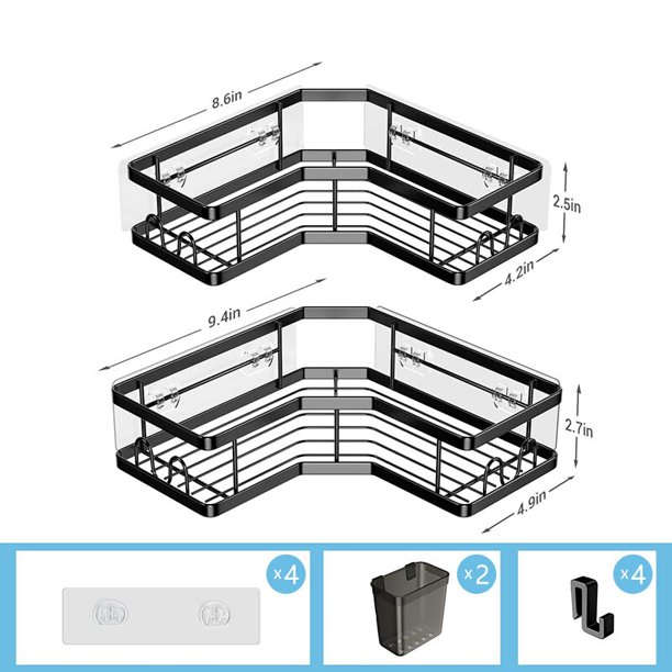 Estante de baño sin perforación, estantes de esquina de acero inoxidable, organizador de ducha, estante de almacenamiento, soporte de cosméticos
