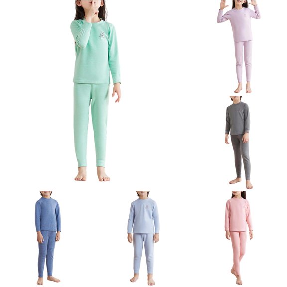 MEZZALL Kids Thermal Pajama Set Baby Autumn Clothes Fall Long Sleeve O-Neck Tops Pants Kids Winter Pajamas Sets Leisure Sleepwear